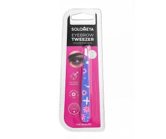 Solomeya Пинцет для бровей со скошенным краем в дизайне/Eyebrow tweezer with a wide beveled edge in design ST003, 1 шт.
