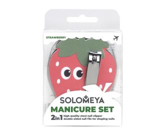 Solomeya Набор для маникюра"Клубника":кусачки и двухсторонняя пилка 180/3000 грит/Manicure set"Strawberry":nail clipper and double-sided nail file KT-3A