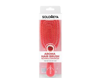 Solomeya Арома-расческа для распутывания сухих и влажных волос с ароматом Земляники / Aroma Hair Brush Detangle Enhancer, Wild strawberry, 1 шт  