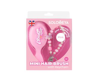 Solomeya Массажная мини-расческа  для волос с подвеской, Розовая, 1 шт. /Mini hair brush with keychain, Pink, 1 шт 