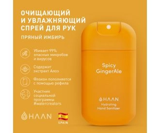 HAAN Очищающий и увлажняющий спрей для рук "Пряный Имбирный Эль" / Hand Sanitizer Spicy Ginger Ale, 30 мл