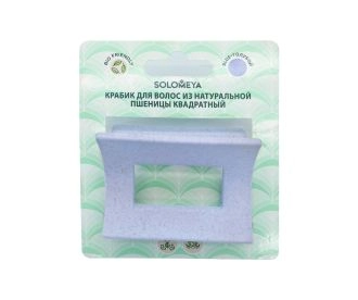 Solomeya Straw Claw Hair Clip Square, Blue/Крабик для волос из натуральной пшеницы Квадратный, цвет Голубой
