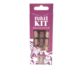 Selfie Star Набор накладных ногтей без клея Нюдовая рапсодия, короткая длина  /  Nails kit without glue Nude rhapsody, short length  SSNK057, 24 шт PDV2057