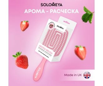 Solomeya Wet Detangler Brush Paddle Strawberry / Расческа для сухих и влажных волос с ароматом клубники MZ006