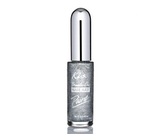 Kiss Краска для дизайна ногтей Серебряная 7,5мл. Nail Paint Silver PA10